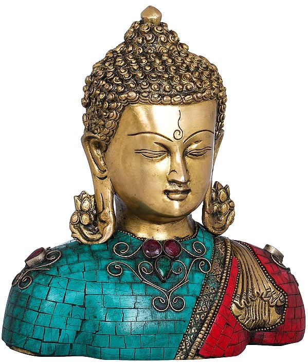 8" Lord Buddha Bust (Tibetan Buddhist) In Brass | Handmade | Made In India