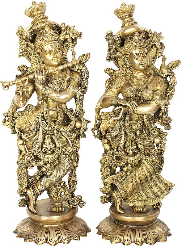 25" Radha Krishna In Brass | Handmade | Made In India