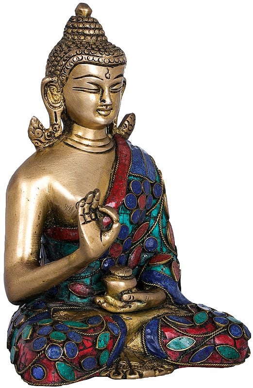 6" Tibetan Buddhist Deity Preaching Buddha In Brass | Handmade | Made In India