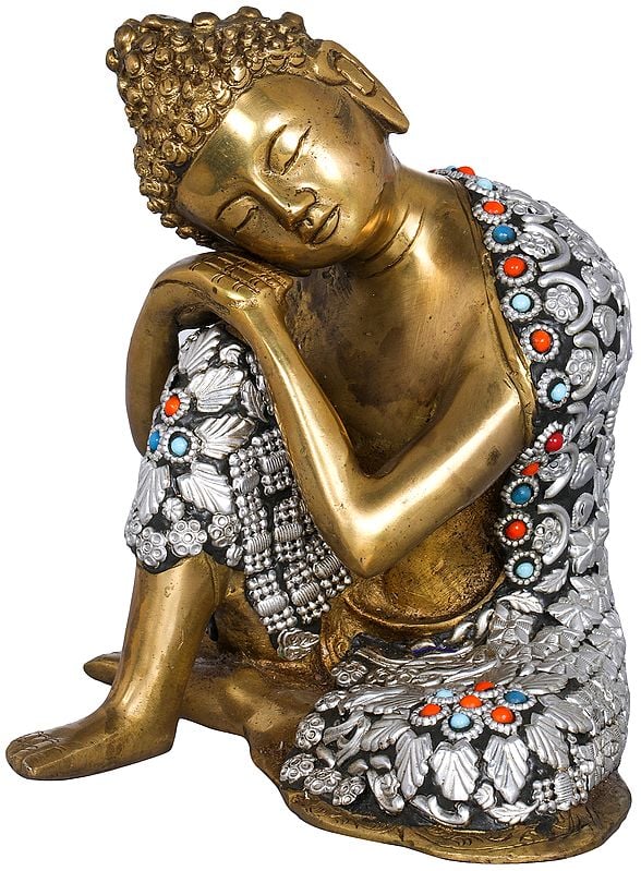 6" Buddha in Deep Thoughts -Tibetan Buddhist In Brass | Handmade | Made In India