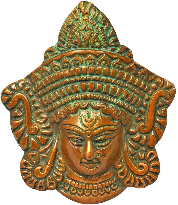 3" Devi Durga Small Wall Hanging Mask in Brass | Handmade | Made in India