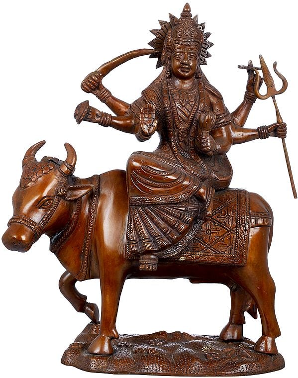 13" Gujarati Durga In Brass | Handmade | Made In India
