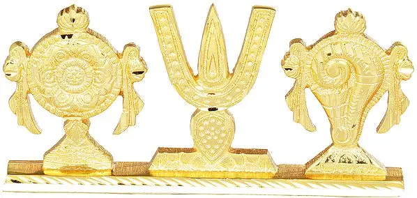 4" Vaishnava Symbols For Dashboard In Brass | Handmade | Made In India