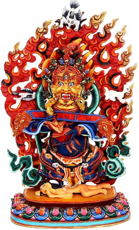 Two Armed Mahakala Copper Statue -Tibetan Buddhist Deity - Made in Nepal