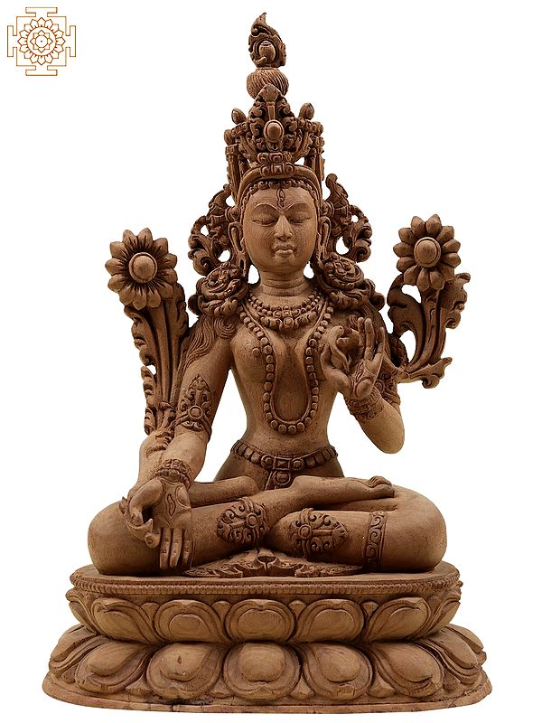 Sapta-Lochani Buddhist Goddess White Tara Wooden Sculpture