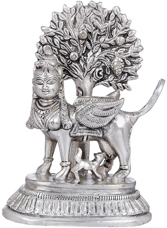 5" Kamadhenu Brass Idol | Handmade Metal Statue | Made in India