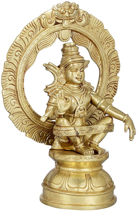 11" Ayyappan - A Saint Revered as Incarnation of Dharma In Brass | Handmade | Made In India