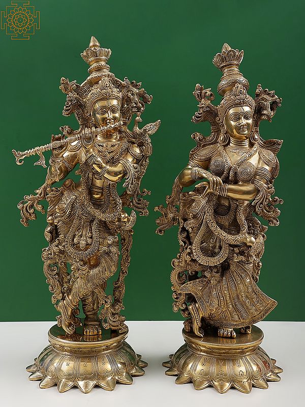 26" Tribhanga Radha-Krishna In Brass