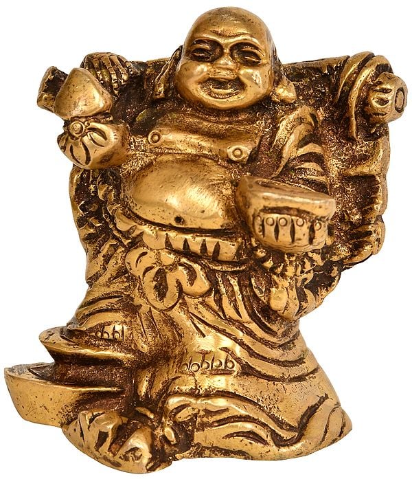 3" Laughing Buddha In Brass | Handmade | Made In India