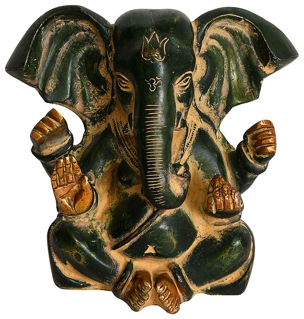 4" Lord Ganesha in Ashirwad Mudra In Brass | Handmade | Made In India