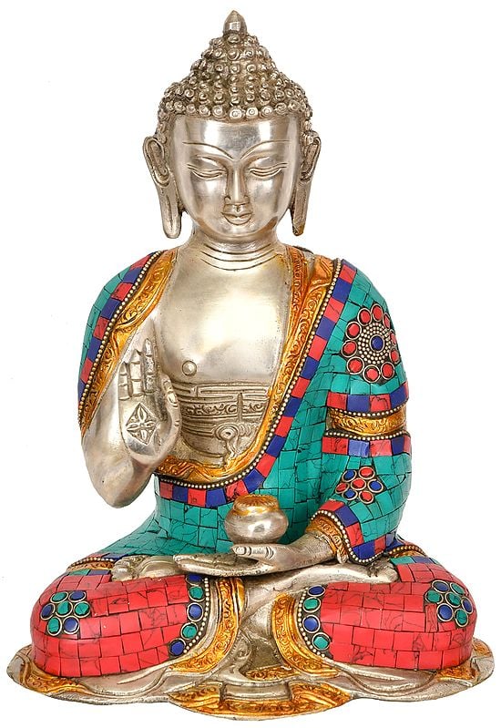 9" Lord Buddha in Vitark Mudra (Tibetan Buddhist) In Brass | Handmade | Made In India