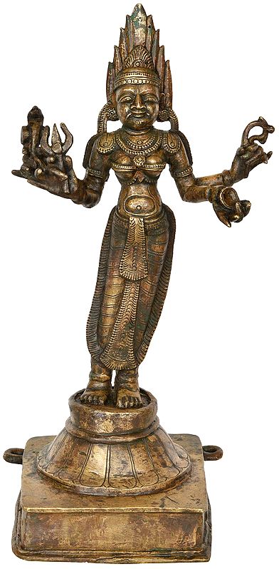 18" Goddess Kali From Kerala In Brass | Handmade | Made In India