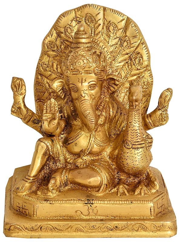 5" Mayura Ganesha In Brass | Handmade | Made In India