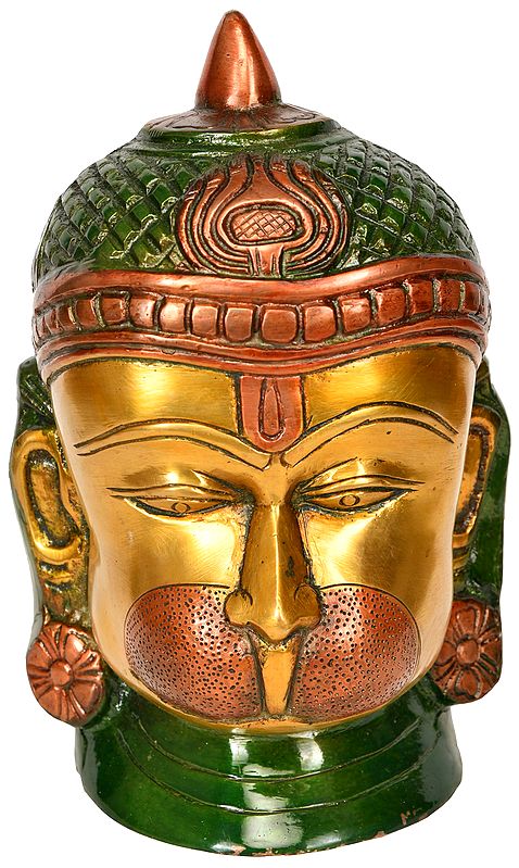 7" Lord Hanuman Head In Brass | Handmade | Made In India