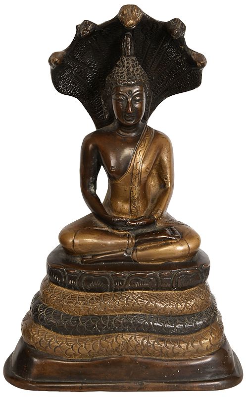 11" Muchalinda Buddha In Brass | Handmade | Made In India