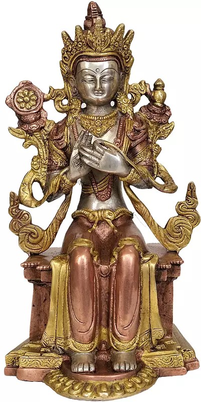 11" (Tibetan Buddhist Deity) Maitreya - The Future Buddha In Brass | Handmade | Made In India