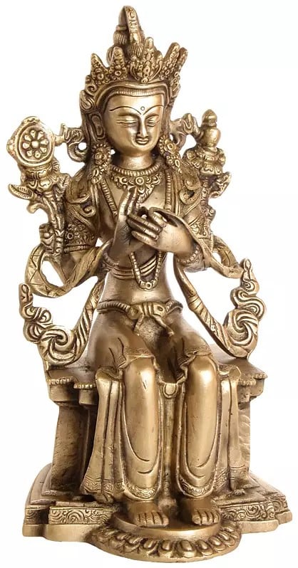 11" (Tibetan Buddhist Deity) Maitreya - The Future Buddha In Brass | Handmade | Made In India