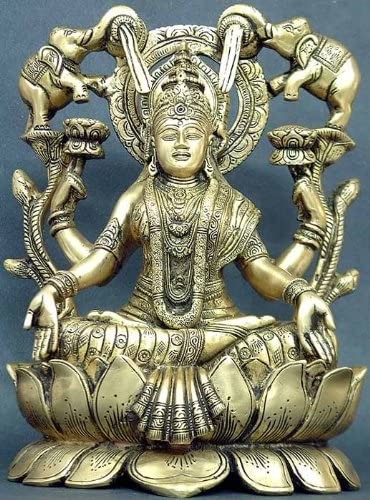 10" Gajalakshmi Brass Sculpture | Handmade | Made in India