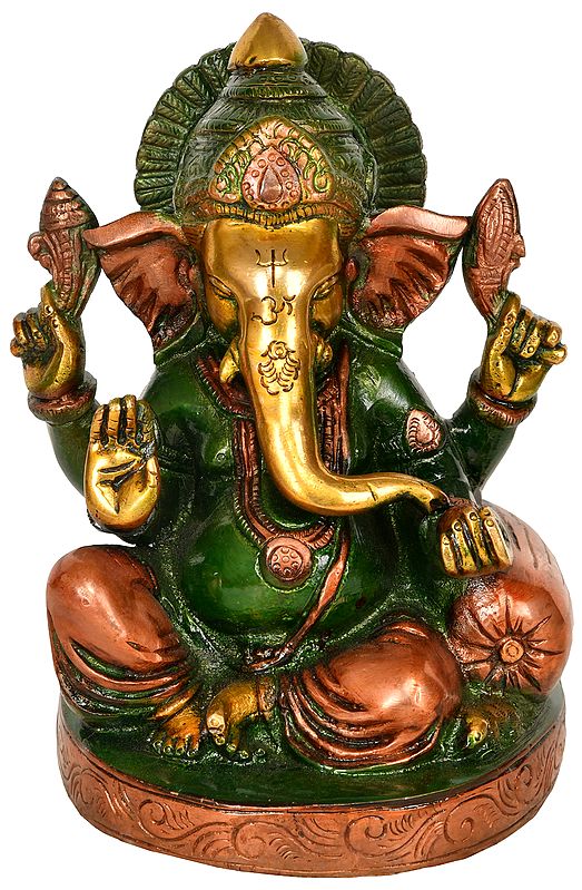 7" Takia Ganesha In Brass | Handmade | Made In India