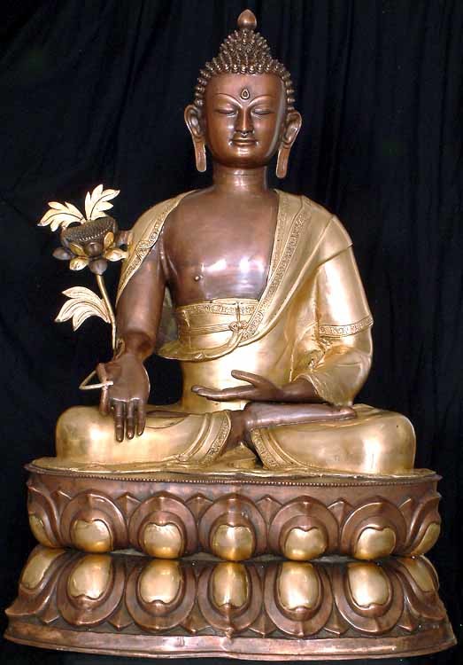 38" Tibetan Buddhist God Large Size Medicine Buddha In Brass | Handmade | Made In India