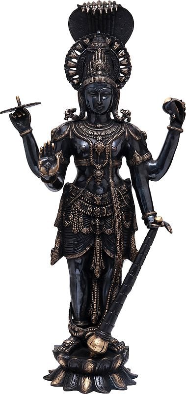 40" Large Size Lord Vishnu In Brass | Handmade | Made In India
