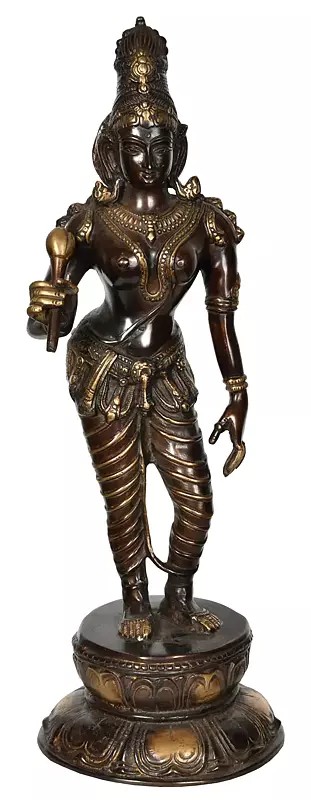 Standing Goddess Lakshmi In Brass | Handmade | Made In India