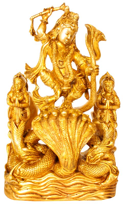 11" Subduing Kaliya In Brass | Handmade | Made In India