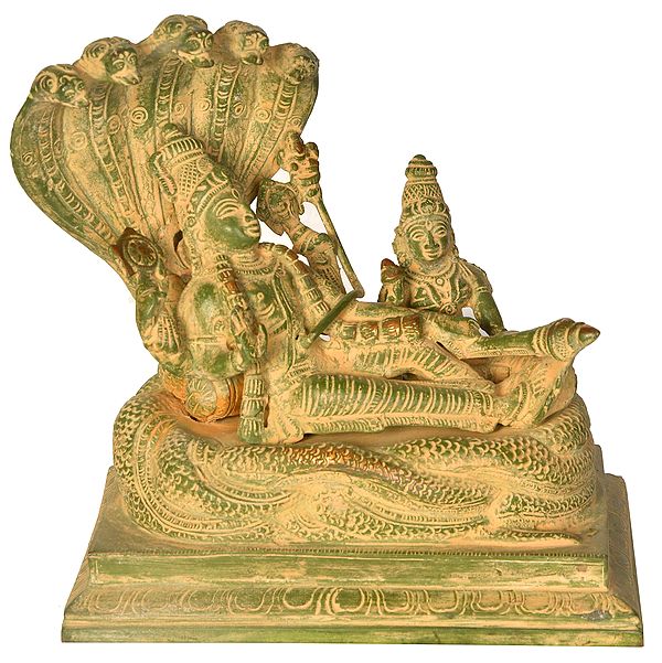 6" Shesha-Shayi Vishnu In Brass | Handmade | Made In India