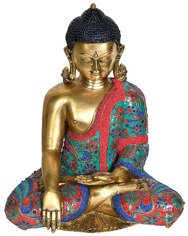 16" Lord Buddha in Bhumi-Sparsha Mudra In Brass | Handmade | Made In India