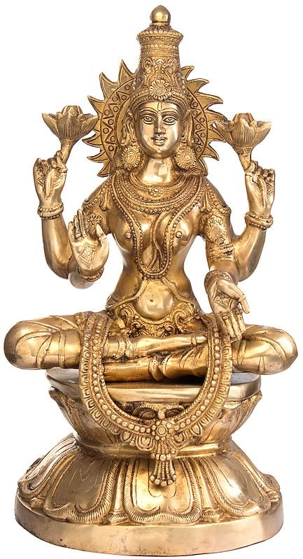 25" Goddess Lakshmi In Brass | Handmade | Made In India