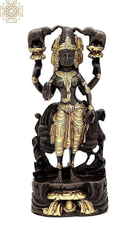 8" Gajalakshmi In Brass | Handmade | Made In India