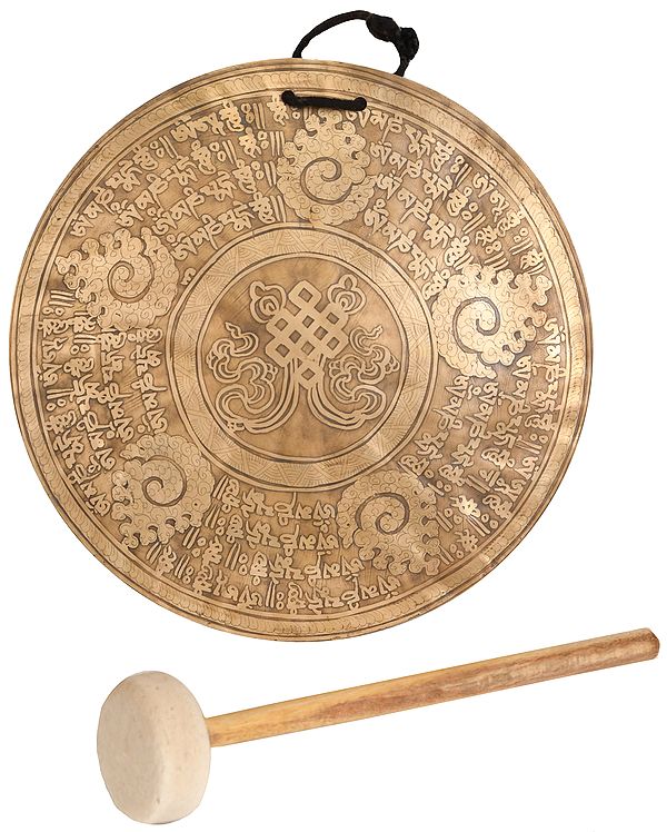 The Endless Knot Monastery Gong with Mallet - Tibetan Buddhist
