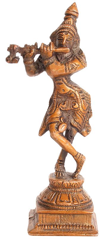 5" Murlidhar Krishna Brass Statue | Handmade | Made in India