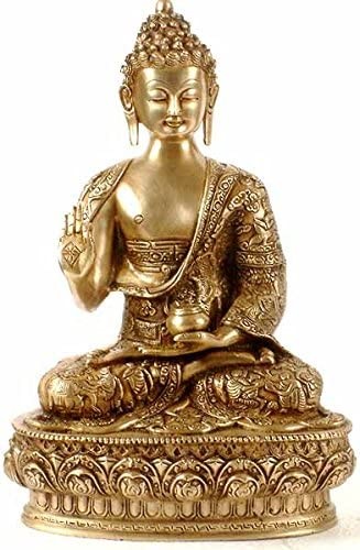 13" The Buddha Blesses In Brass | Handmade | Made In India