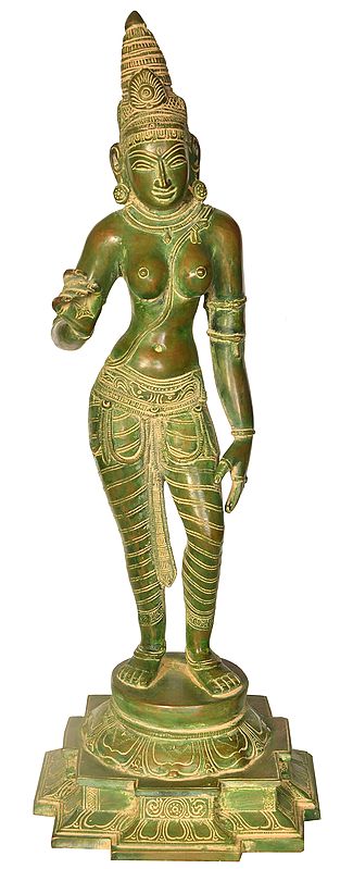 18" Standing Parvati In Brass | Handmade | Made In India