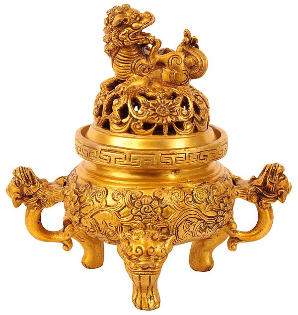 7" Dragon Incense Burner In Brass | Handmade | Made In India
