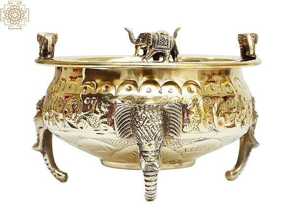 5" Elephant Brass Urli for Home Decoration