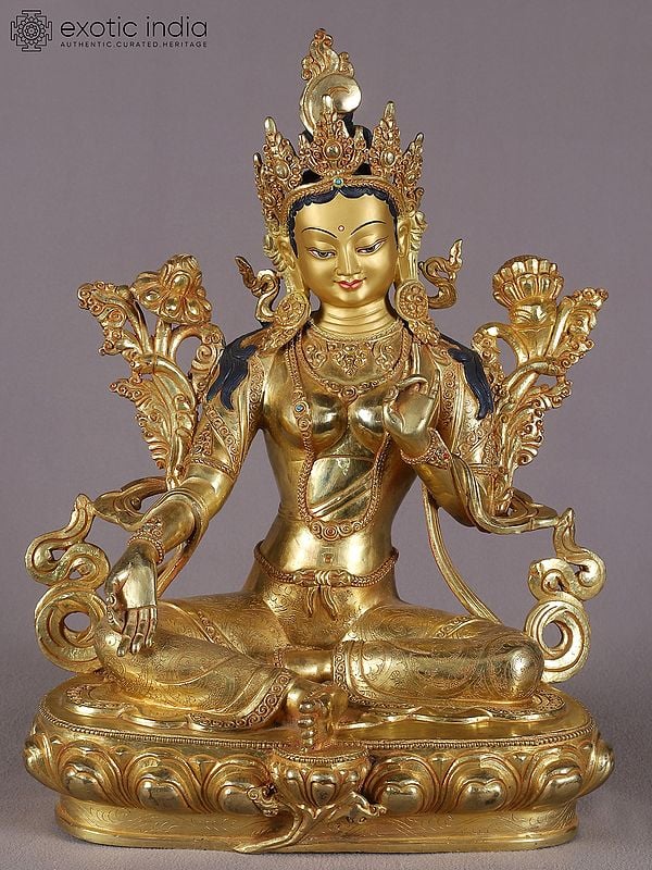 16" Goddess Tara Copper Statue from Nepal | Buddhist Goddess Idols