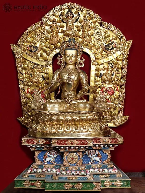 6 Feet Tibetan Vajrasattva Gold Gilded Copper Statue – Authentic Nepalese Craftsmanship