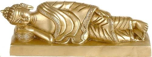 7" Mahaparinirvana Buddha In Brass | Handmade | Made In India