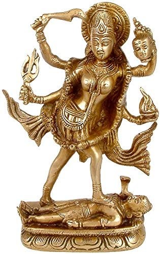 9" Goddess Kali Brass Statue | Handmade Religious Figurine