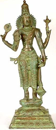 27" Lord Vishnu In Brass | Handmade | Made In India