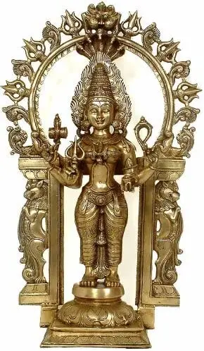 32" Large South Indian Goddess Mariamman in Brass | Handmade