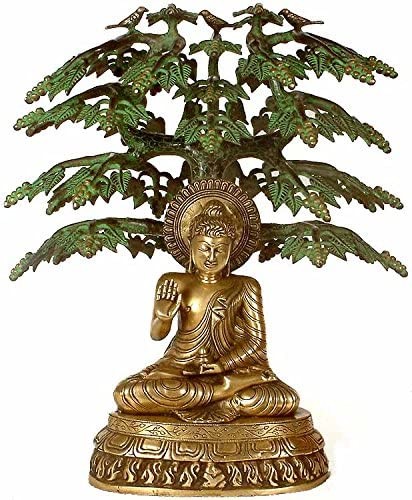 20" Buddha Under the Bodhi Tree In Brass | Handmade | Made In India