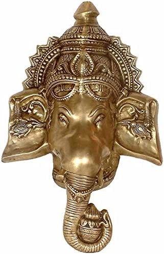 24" Ganesha Wall Hanging Mask in Brass | Handmade | Made in India