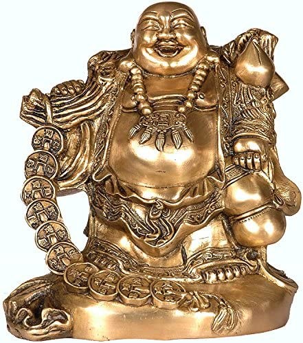 10" The Joyous Laughing Buddha In Brass | Handmade | Made In India
