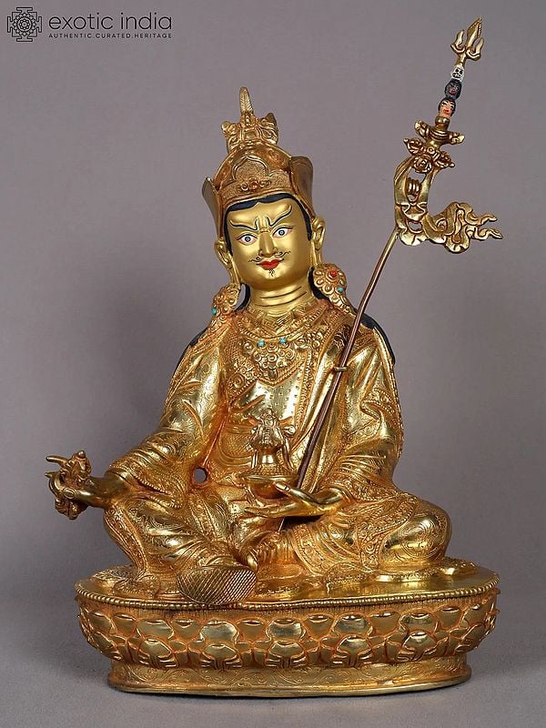 15" Guru Padmasambhava Copper Statue from Nepal