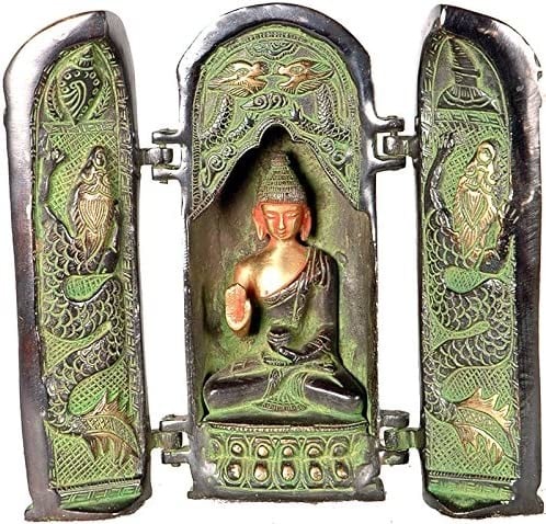 8" Lord Buddha Folding Temple in Brass | Handmade | Made in India