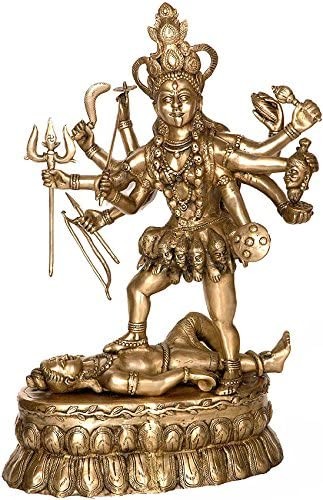 28" Large Size Goddess Mahakali In Brass | Handmade | Made In India