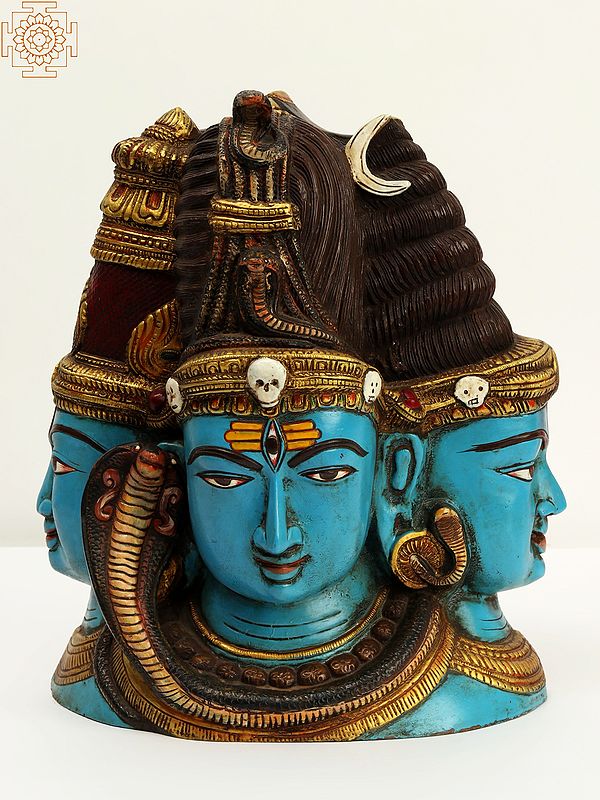 11" Tri-Murti and Devi Brass Sculpture | Handmade | Made in India